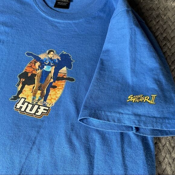 HUF x Street Fighter Chun-Li Blue T-Shirt size Small - Picture 5 of 7